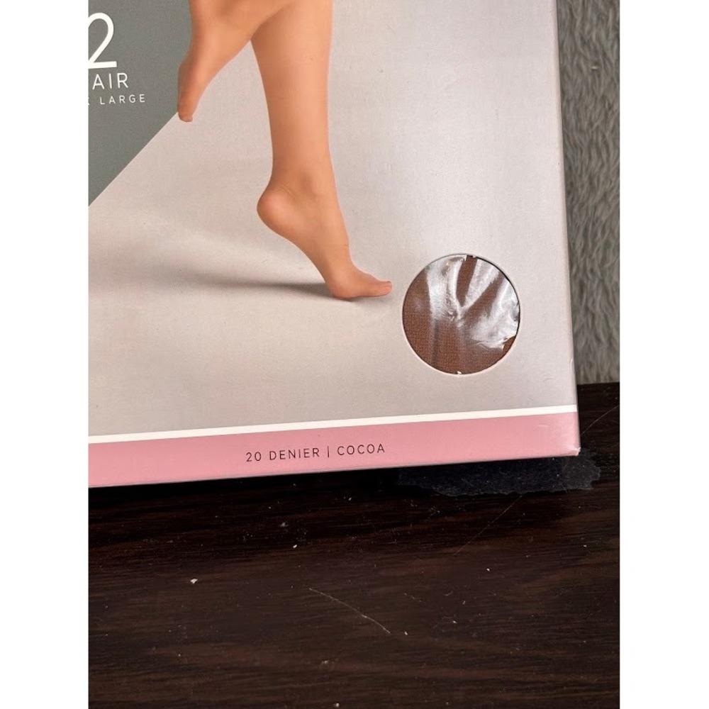 Silk Impressions Cocoa Light Support Sheer Pantyhose 2 Pair XXXL High Waisted - Picture 3 of 7